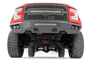 Ford F-150 Front Bumper - Rough Country - LED Bumper with 2in LED Cubes and 20in LED Light Bar - Flat Black - '15-'17